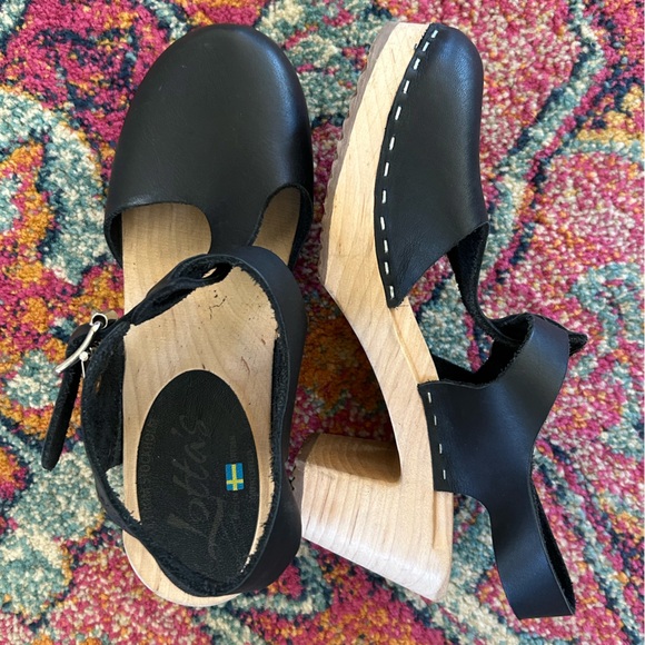 Lotta’s of Sweden | Women’s Black Leather Mary Jane Ankle Strap Clogs, size 6.5 - Picture 5 of 16